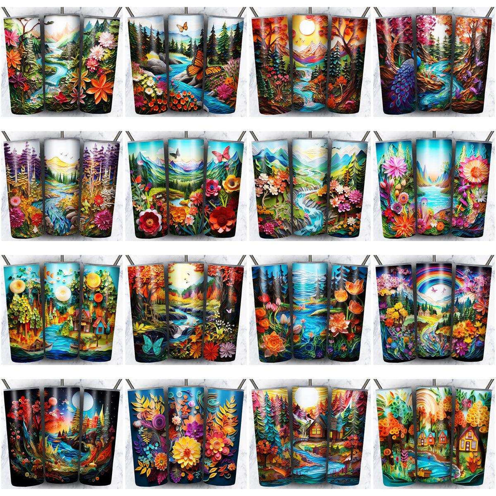 75 Nature Art Scenery Tumbler Wrap Designs Bundle JPG
