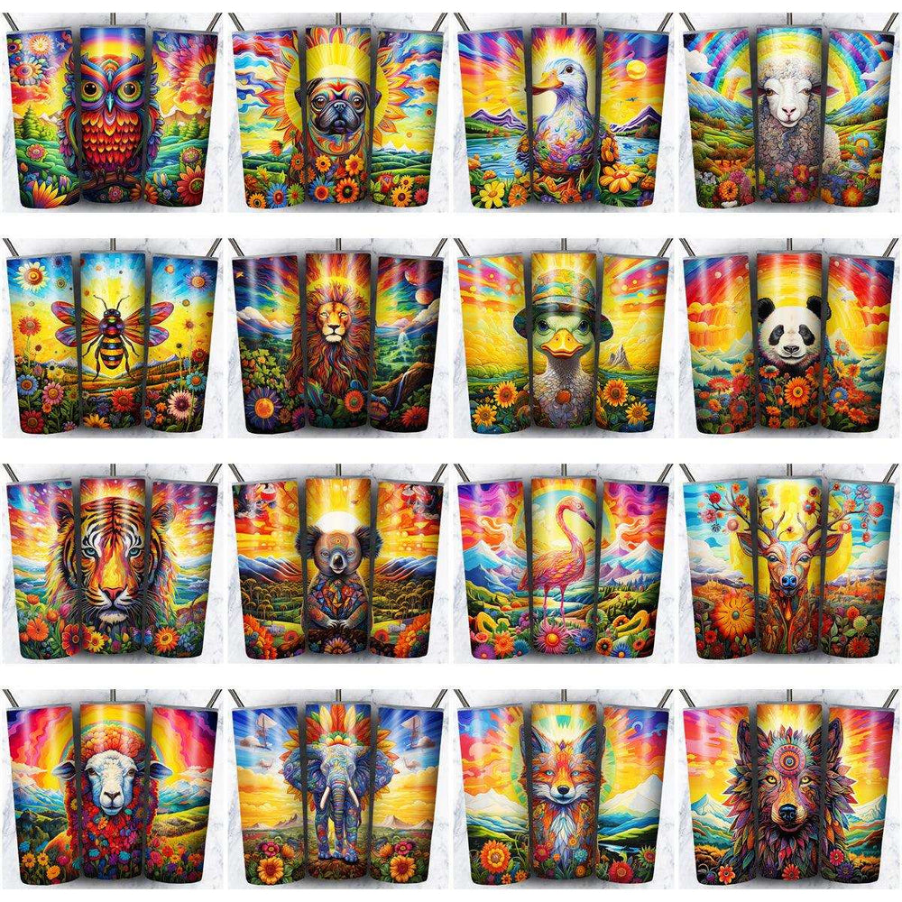 86 Psychedelic Animals Tumbler Wrap Designs Bundle JPG