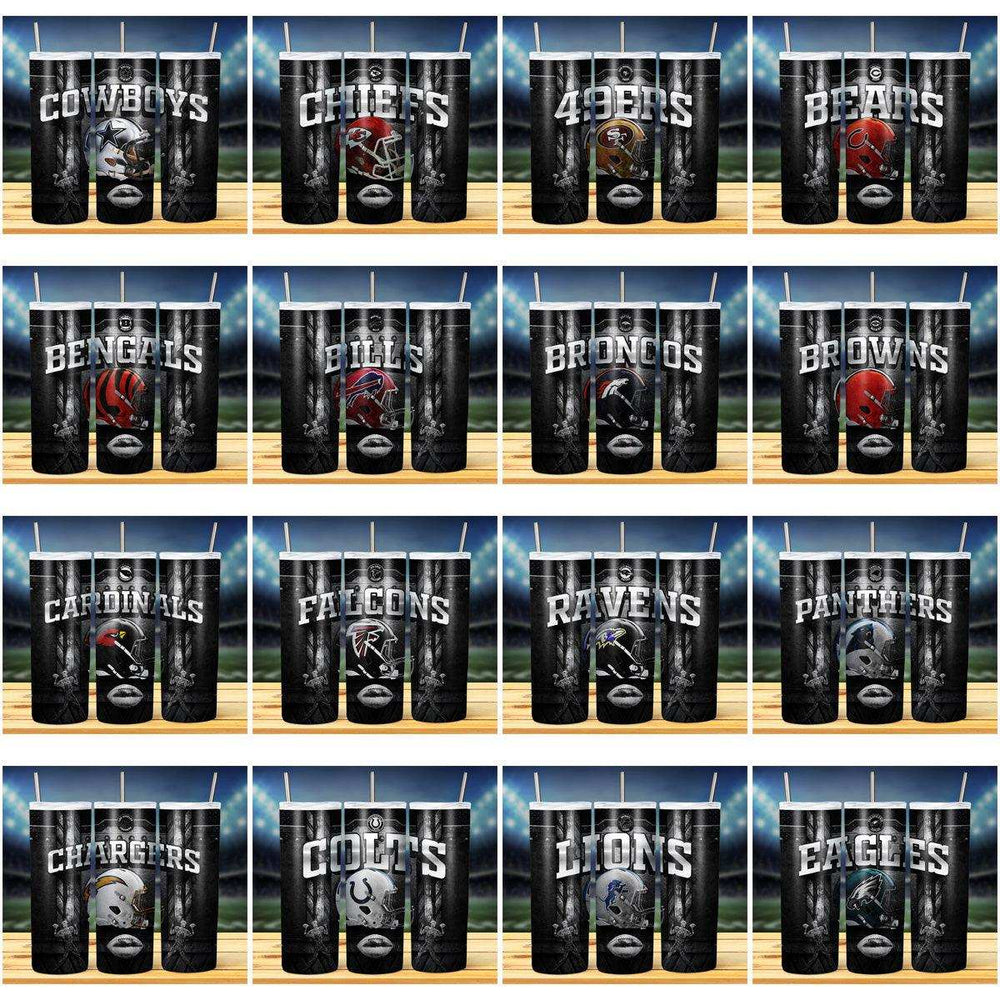 32 Football Metal Style Tumbler Wrap Designs Bundle JPG