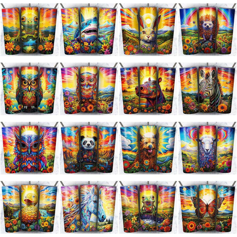 86 Psychedelic Animals Tumbler Wrap Designs Bundle JPG