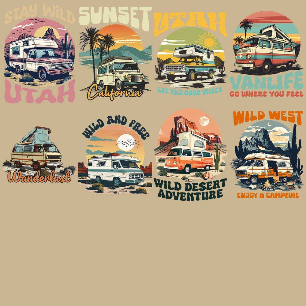 19 Retro Western Adventure Designs Bundle PNG