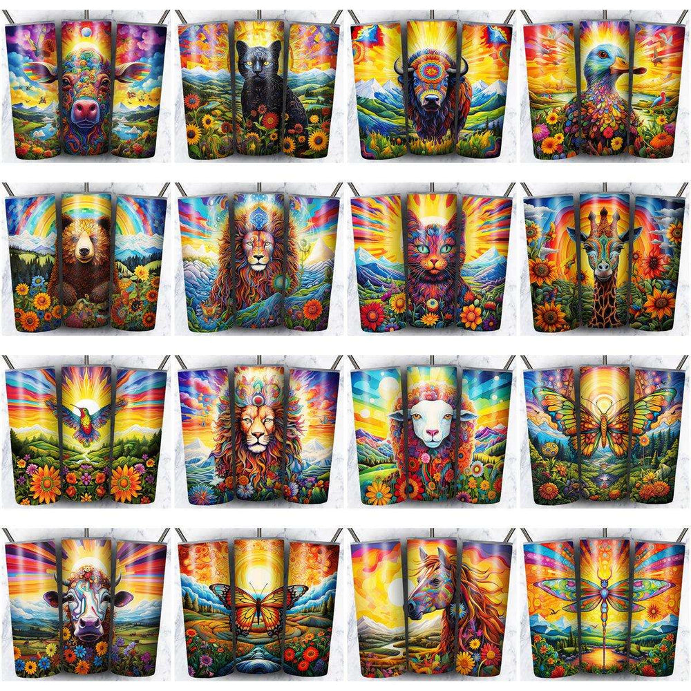 86 Psychedelic Animals Tumbler Wrap Designs Bundle JPG