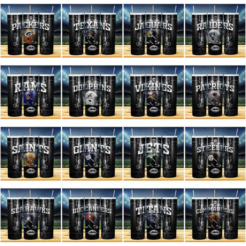 32 Football Metal Style Tumbler Wrap Designs Bundle JPG