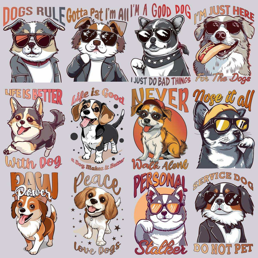 15 Sassy Dog Designs Bundle PNG