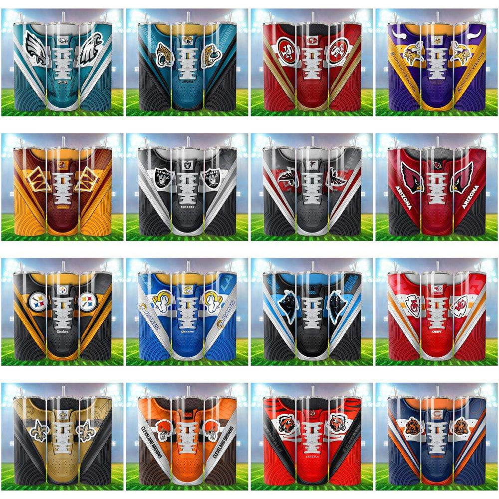 32 Football Sneaker Style Tumbler Wrap Designs Bundle JPG