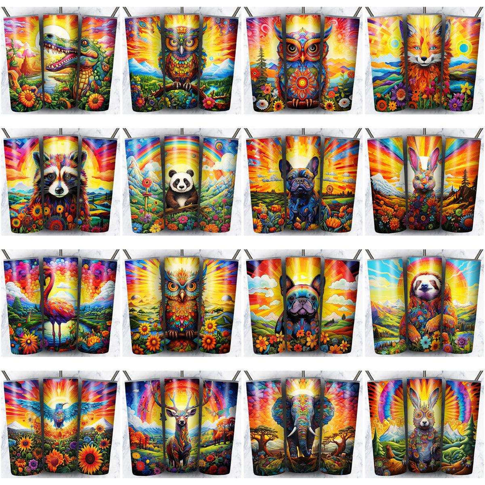 86 Psychedelic Animals Tumbler Wrap Designs Bundle JPG
