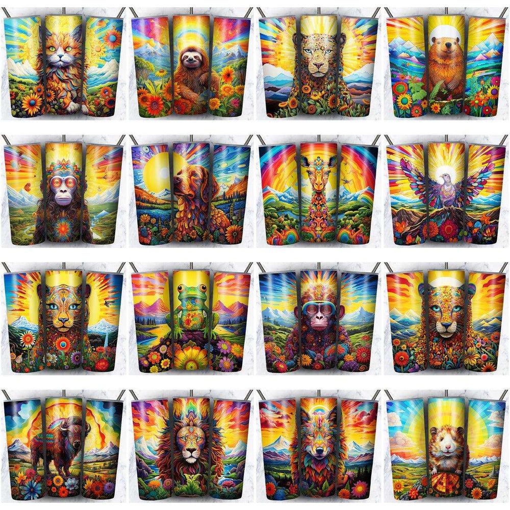 86 Psychedelic Animals Tumbler Wrap Designs Bundle JPG