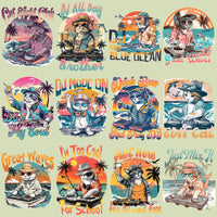 Load image into Gallery viewer, 19 Summer Beach Dj Cat Designs Bundle PNG

