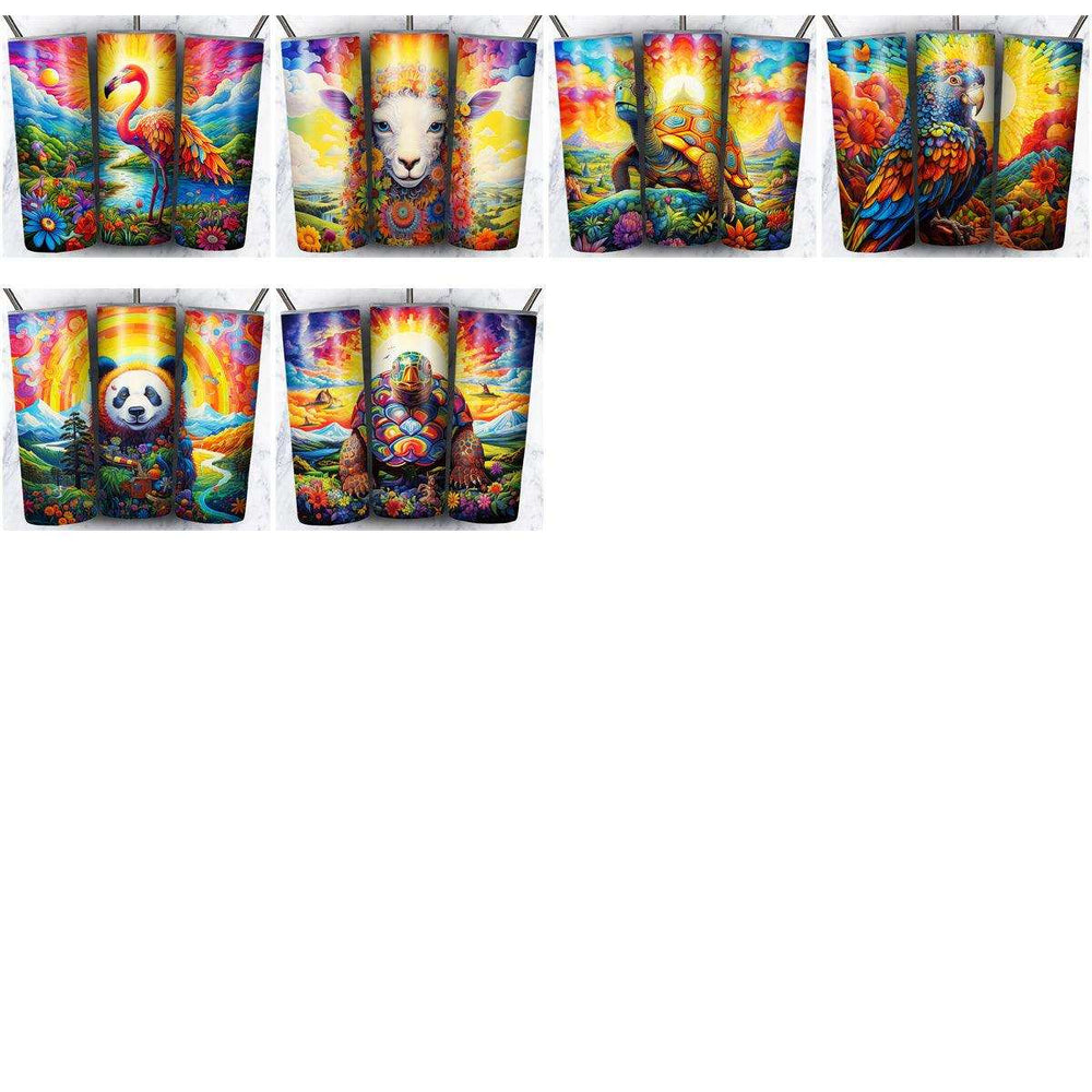 86 Psychedelic Animals Tumbler Wrap Designs Bundle JPG