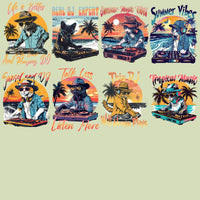 Load image into Gallery viewer, 19 Summer Beach Dj Cat Designs Bundle PNG
