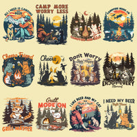 Load image into Gallery viewer, 19 Summer Cat Camping Designs Bundle PNG
