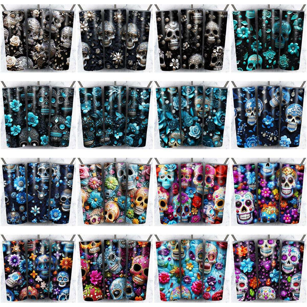 64 Skull Gems Seamless Tumbler Wrap Designs Bundle JPG
