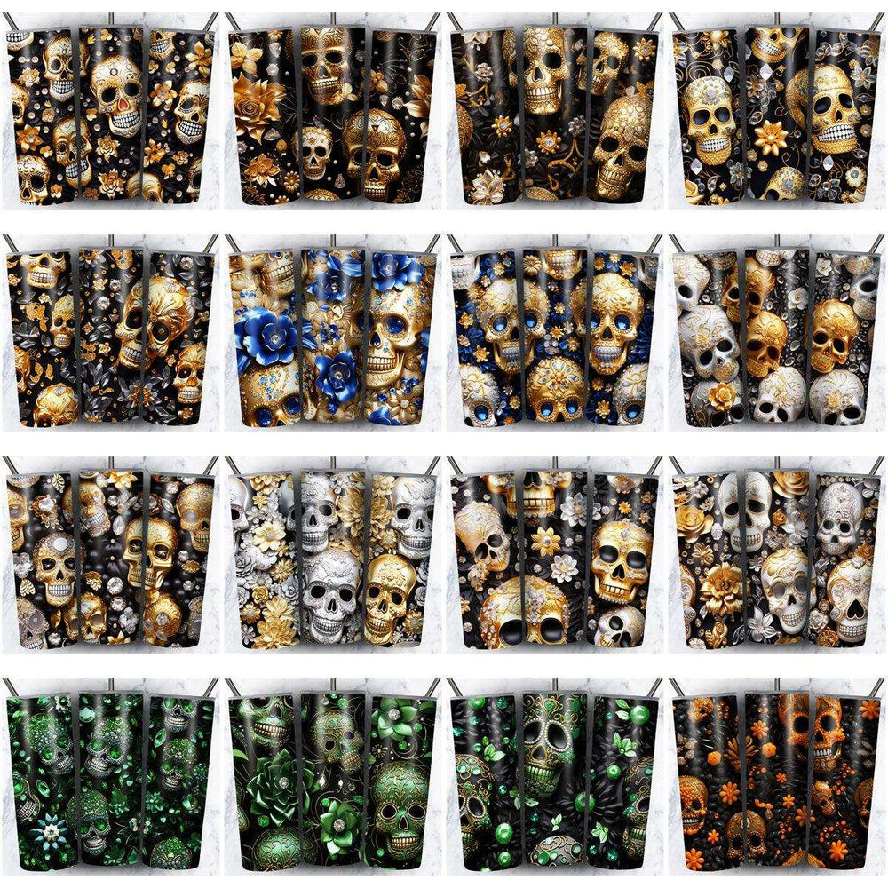 64 Skull Gems Seamless Tumbler Wrap Designs Bundle JPG