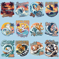 Load image into Gallery viewer, 19 Summer Surfing Cat Designs Bundle PNG
