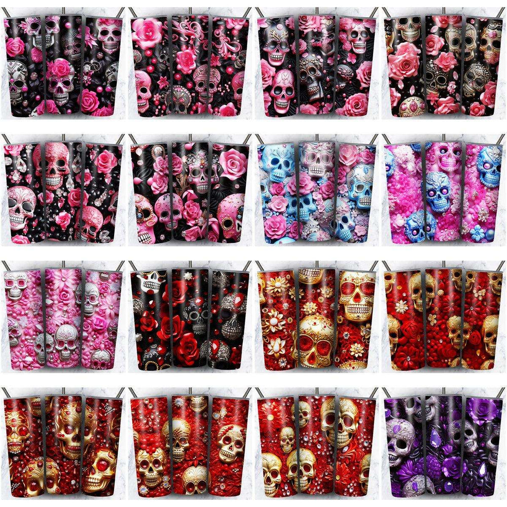 64 Skull Gems Seamless Tumbler Wrap Designs Bundle JPG