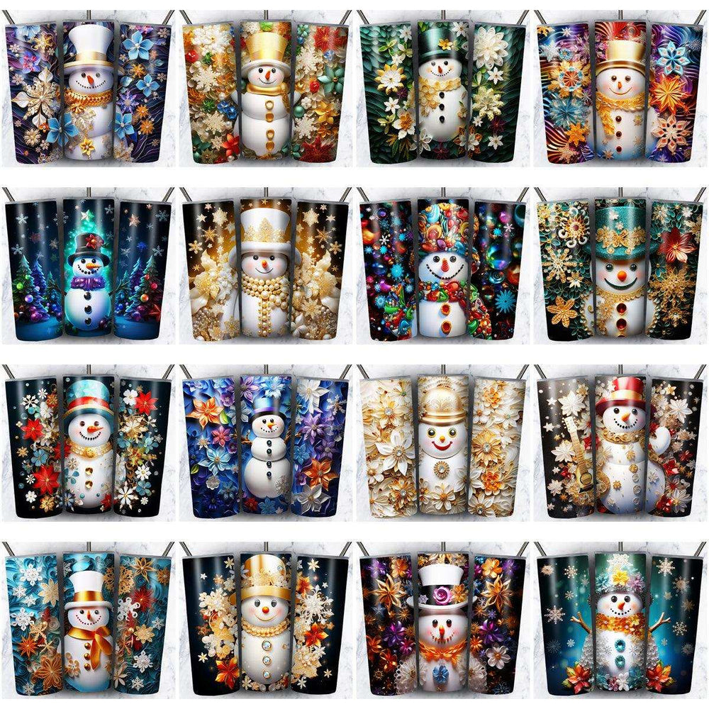 70 Cute Colorful Snowman Tumbler Wrap Designs Bundle JPG