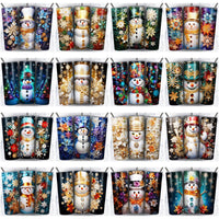 Load image into Gallery viewer, 70 Cute Colorful Snowman Tumbler Wrap Designs Bundle JPG
