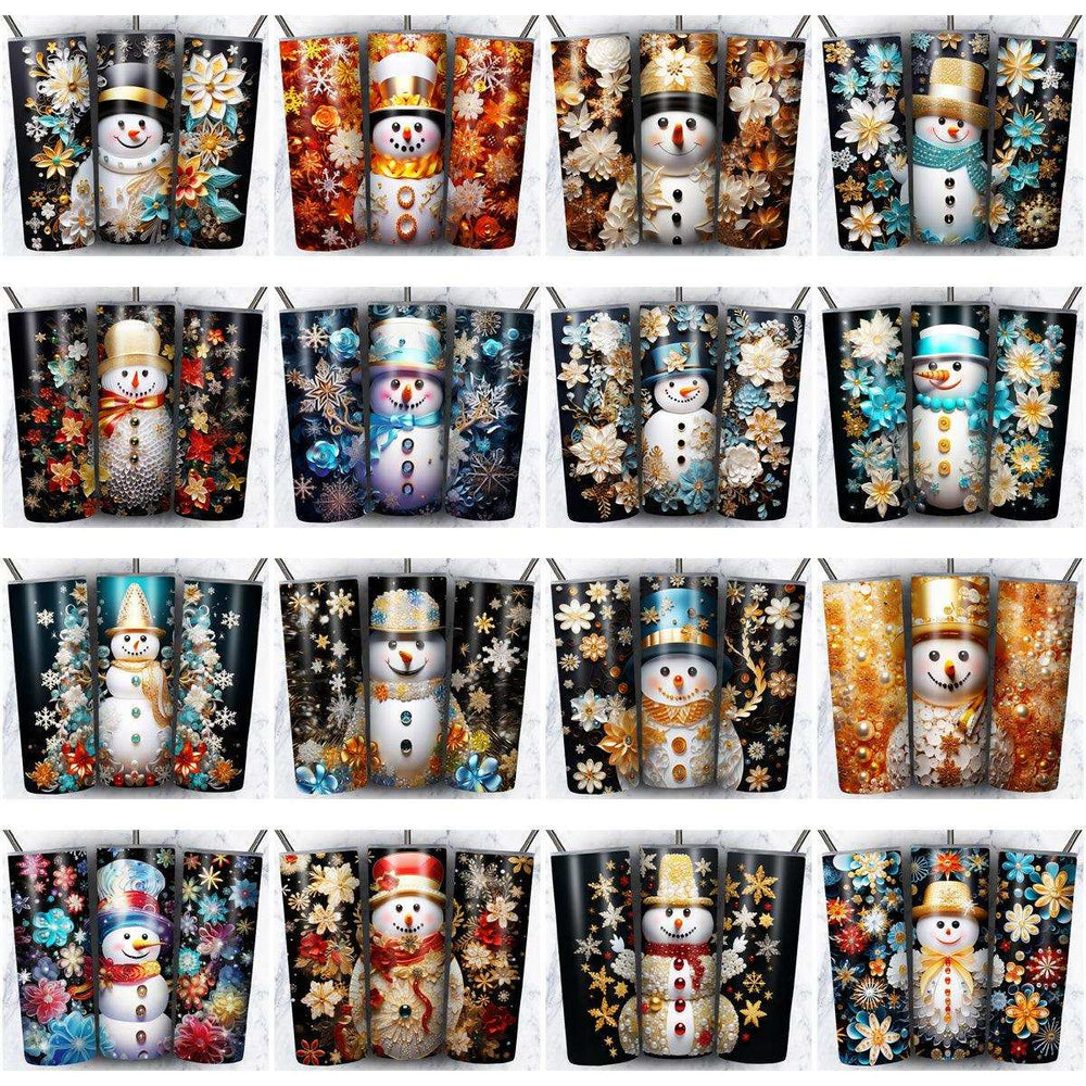 70 Cute Colorful Snowman Tumbler Wrap Designs Bundle JPG