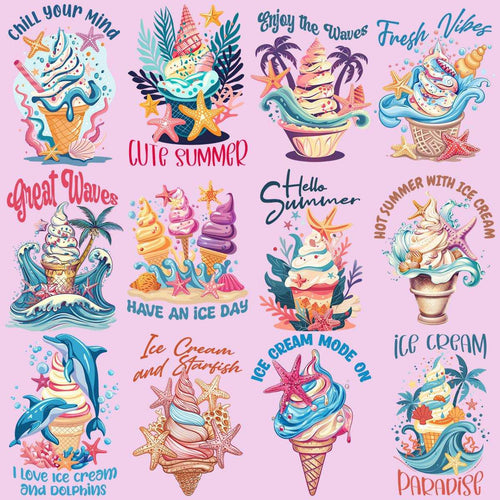 19 diseños de helado tropical de verano en paquete PNG