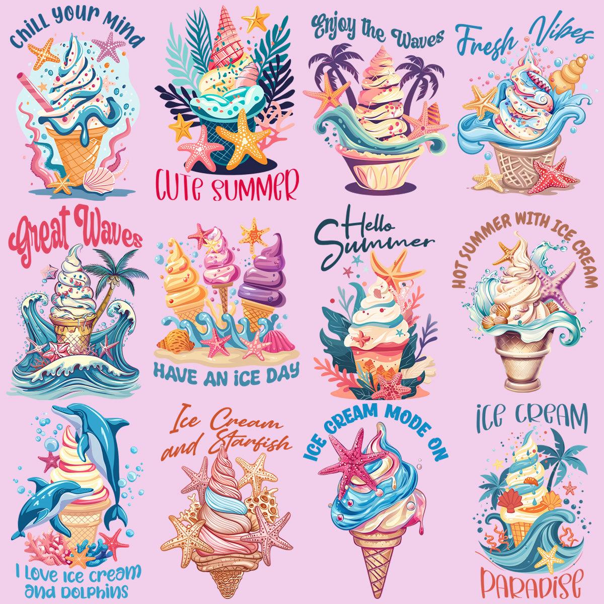 19 Summer Tropical Ice Cream Designs Bundle PNG
