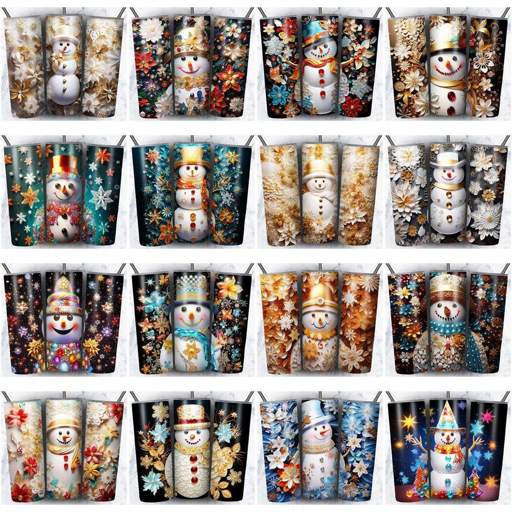 70 Cute Colorful Snowman Tumbler Wrap Designs Bundle JPG