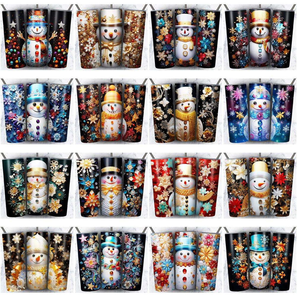 70 Cute Colorful Snowman Tumbler Wrap Designs Bundle JPG