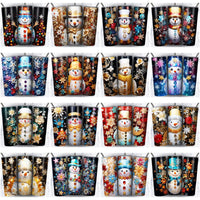 Load image into Gallery viewer, 70 Cute Colorful Snowman Tumbler Wrap Designs Bundle JPG
