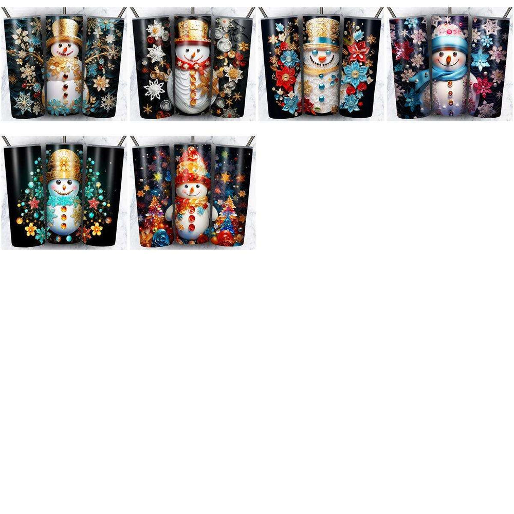 70 Cute Colorful Snowman Tumbler Wrap Designs Bundle JPG
