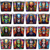 Load image into Gallery viewer, 82 Superhero Sugar Skull Tumbler Wrap Designs Bundle JPG
