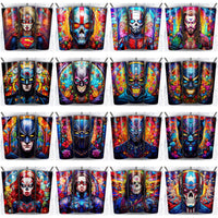 Load image into Gallery viewer, 82 Superhero Sugar Skull Tumbler Wrap Designs Bundle JPG
