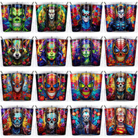 Load image into Gallery viewer, 82 Superhero Sugar Skull Tumbler Wrap Designs Bundle JPG
