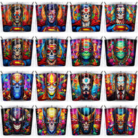Load image into Gallery viewer, 82 Superhero Sugar Skull Tumbler Wrap Designs Bundle JPG
