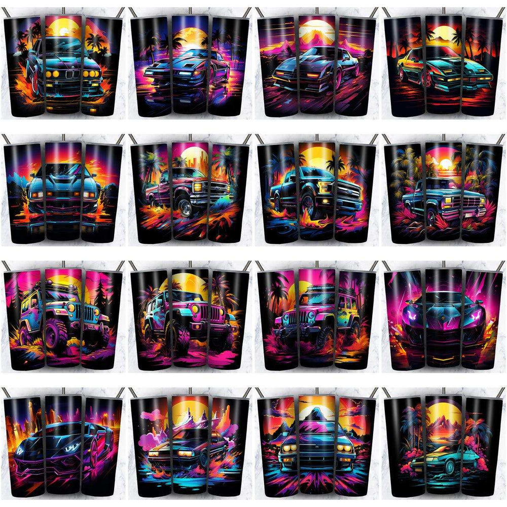 85 Vintage Various Car Tumbler Wrap Designs Bundle JPG