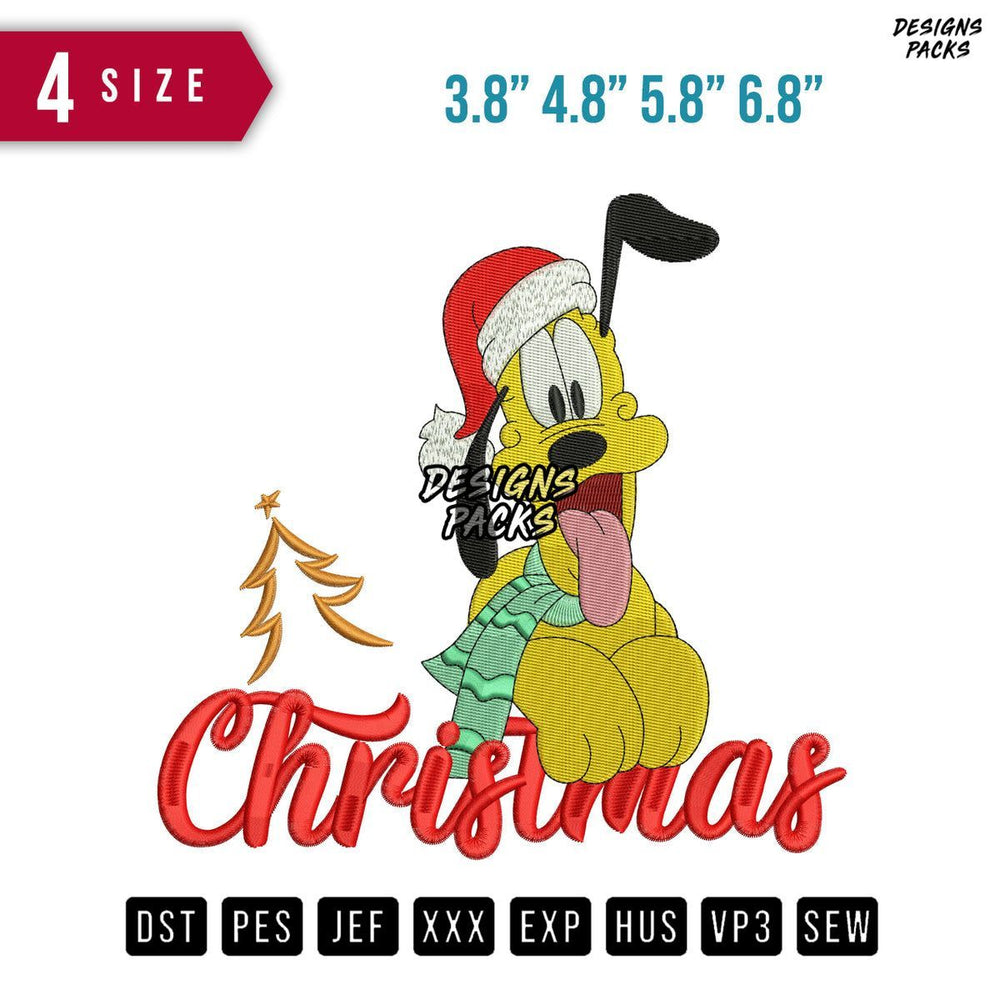 Pluto Dog Christmas Embroidery Design