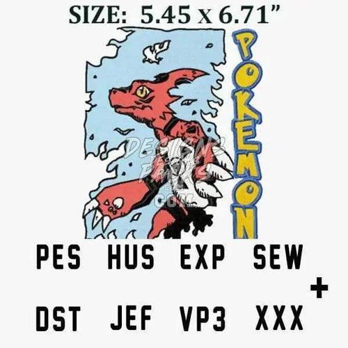 Poke Dragon Anime Embroidery Design designspacks