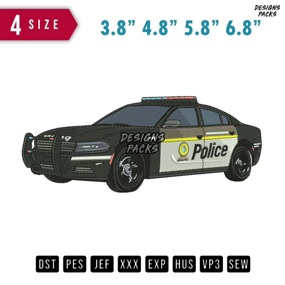 Police Car Embroidery Design
