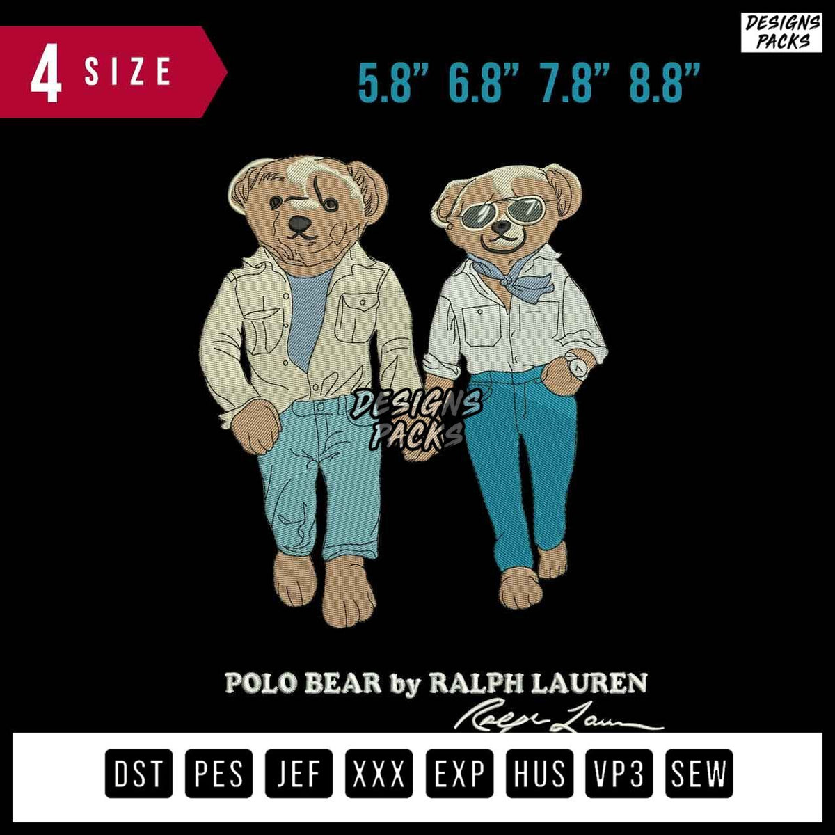 Polo Bear RL Embroidery Design