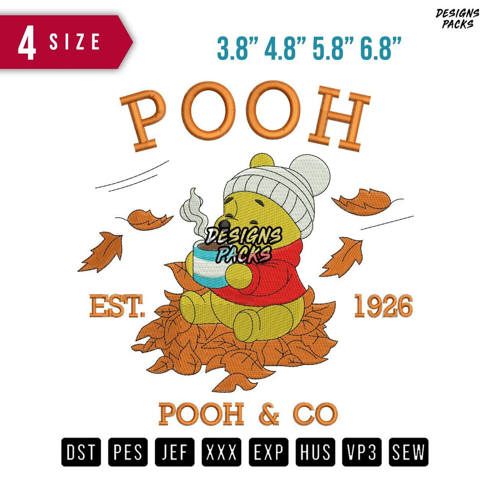 Pooh Coffe Embroidery Design