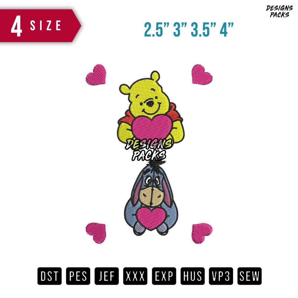 Pooh Eeyore Sleeve Loves Embroidery Design