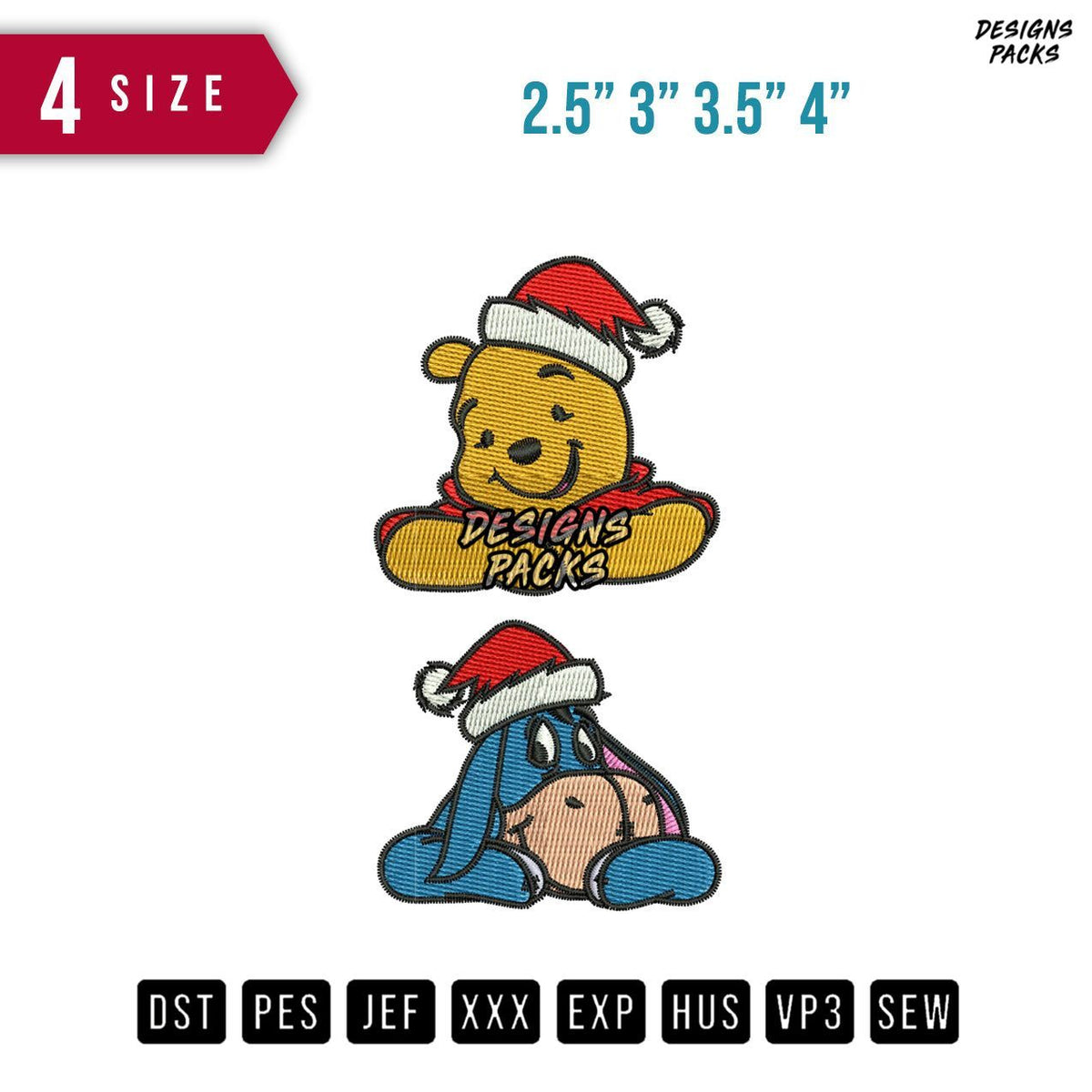 Pooh Eeyore Sleeve christ Embroidery Design