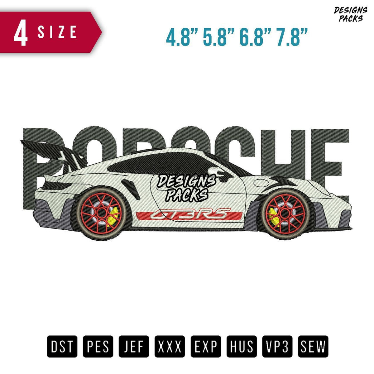 Porsche GT3RS Embroidery Design