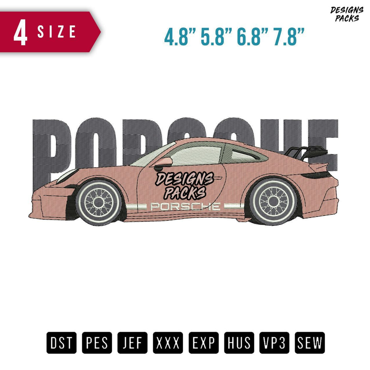 Porsche Pink Embroidery Design