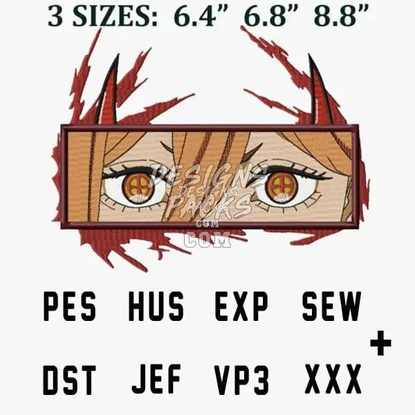 Power eyes Anime Embroidery Design designspacks