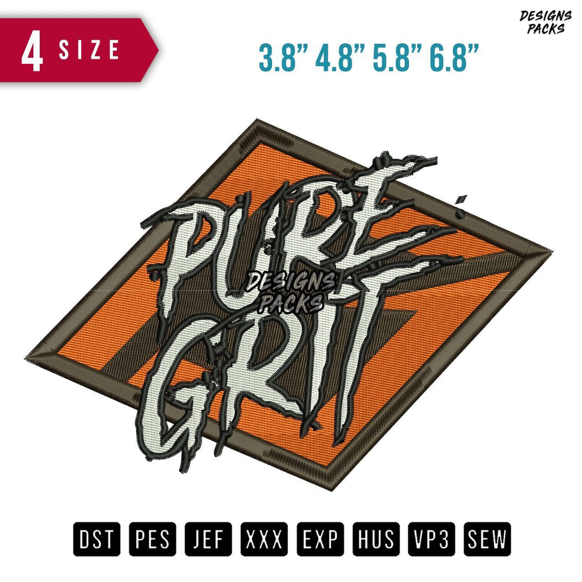 Pure Grit Embroidery Design