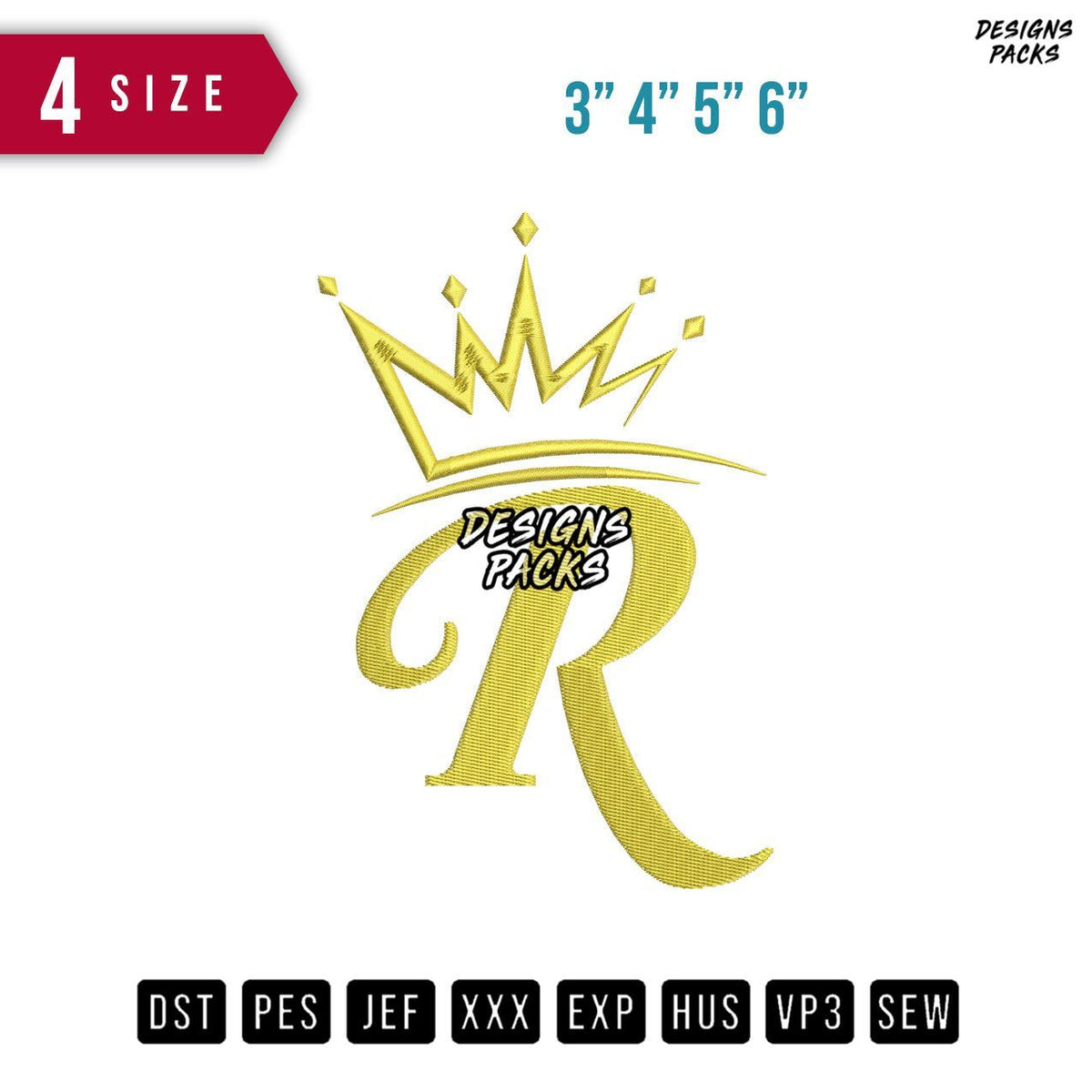 R King Embroidery Design