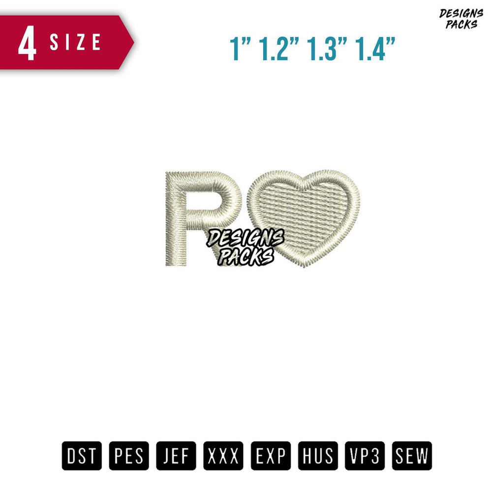 R Love Embroidery Design