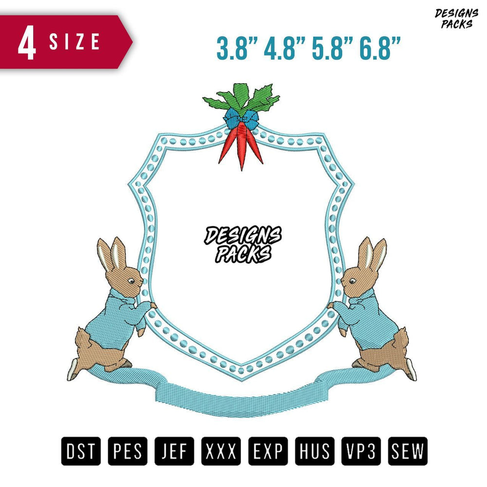 Rabbit Carrot Embroidery Design