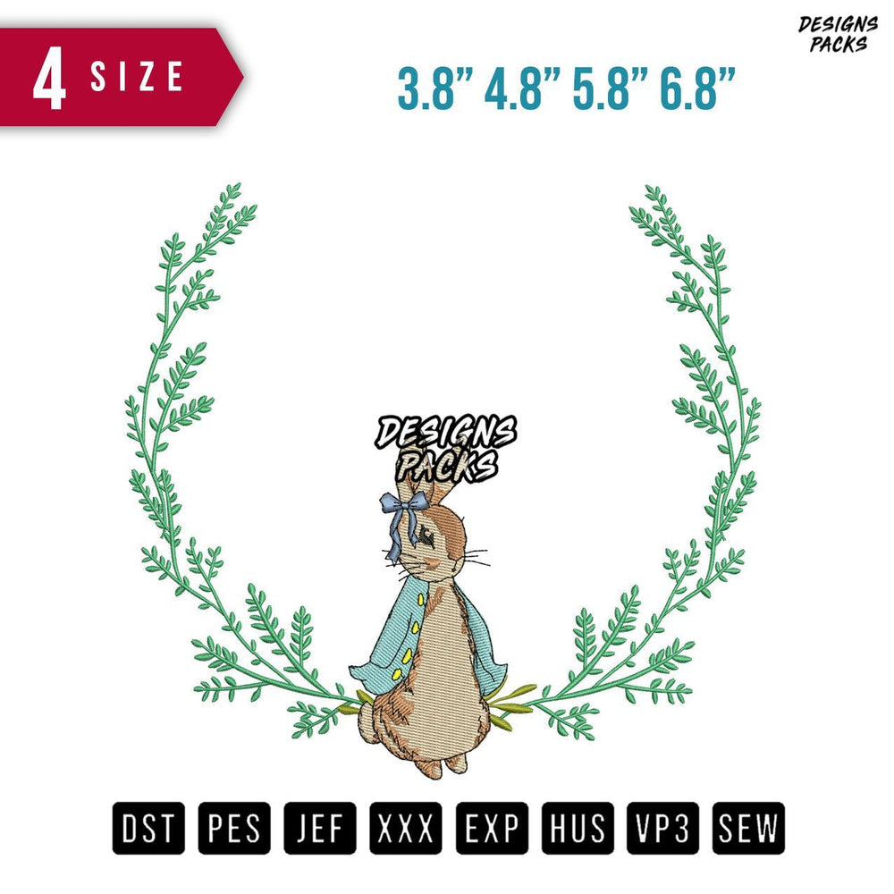 Rabbit Grass Embroidery Design