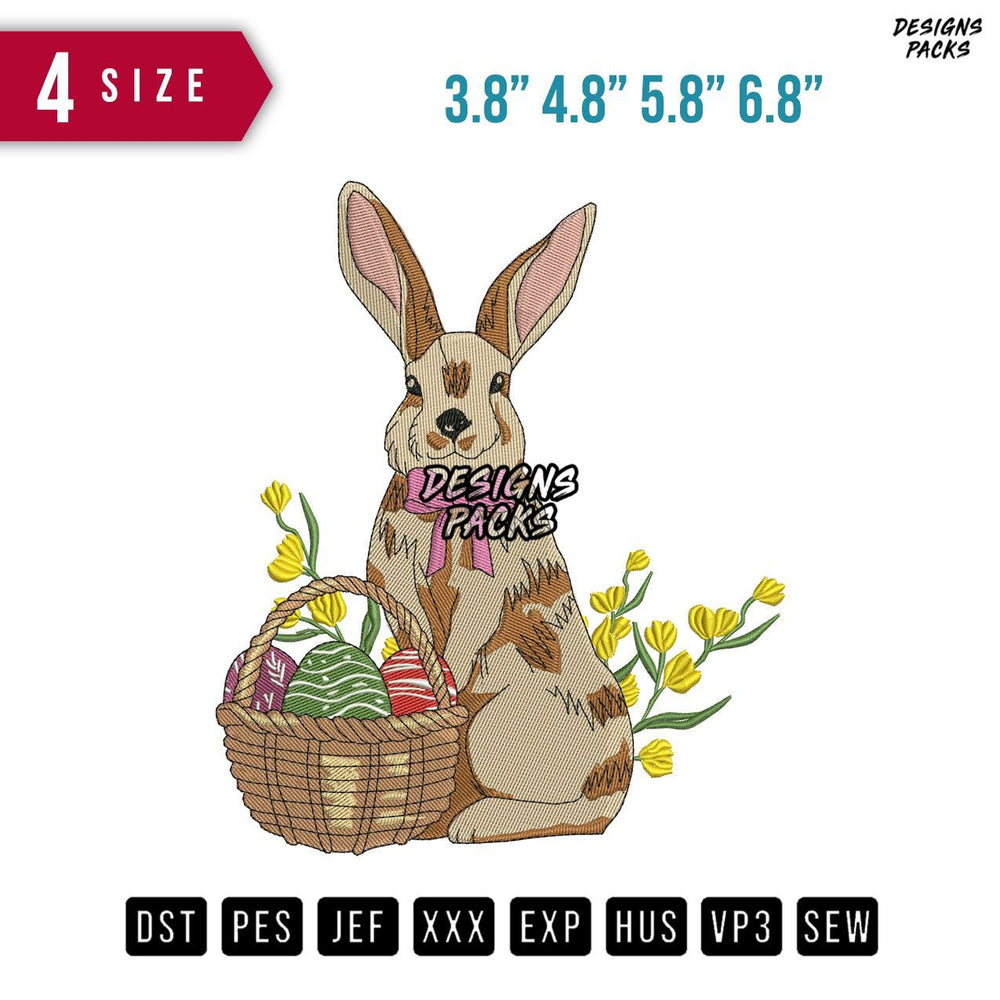 Rabbit Sitand Vegetable Embroidery Design