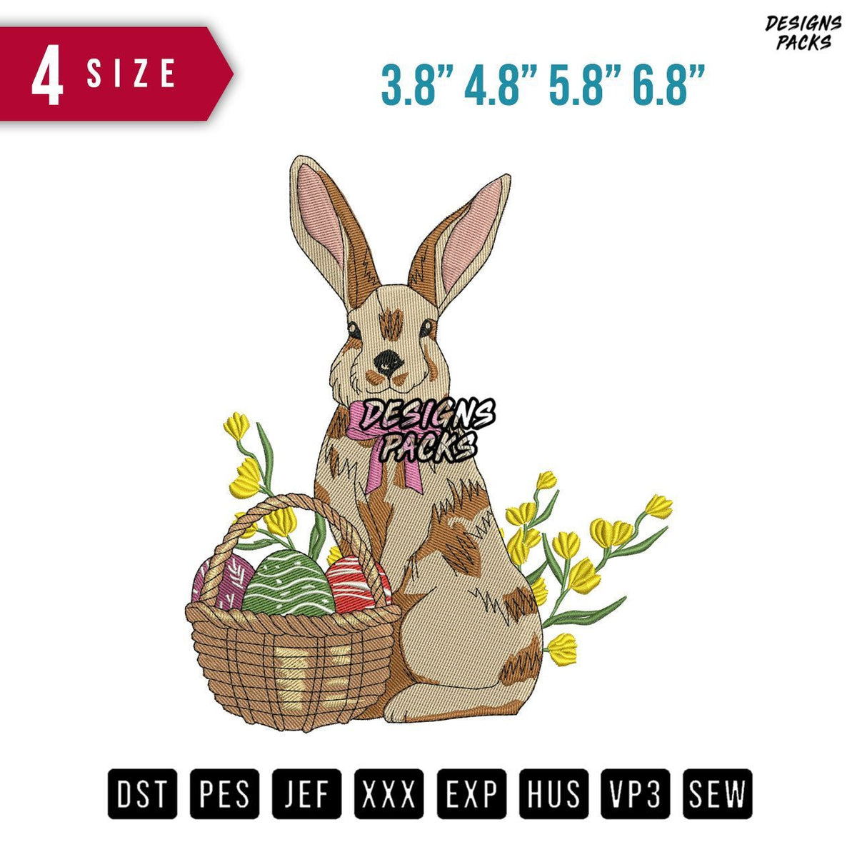 Rabbit Sitand Vegetable Embroidery Design